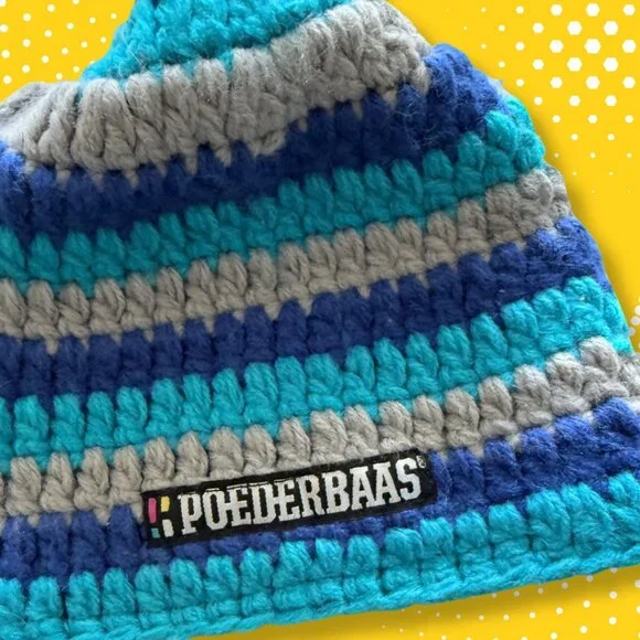 💙 NWT! Poederbaas Short Colorful Striped Beanie | Ski Winter Hat - Picture 4 of 4